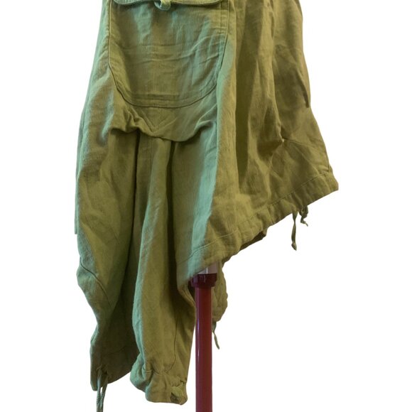 IGUANE CREATION - Bohemian Green linen midi dress transformable  - Size 2 - Picture 4 of 8